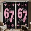 2pcs Pink Romantic 67 Element Printed Perforated Blackout Curtains Multiple Sizes Living Room And Bedroom Insulation Decoration