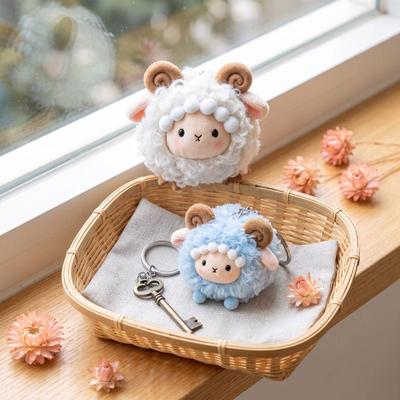 Süße flauschige Schaf-Plüsch-Schlüsselanhänger Weiches lockiges Fell Mehrere Farben Zur Rucksack-Dekoration Geschenke für Kinder und Freunde