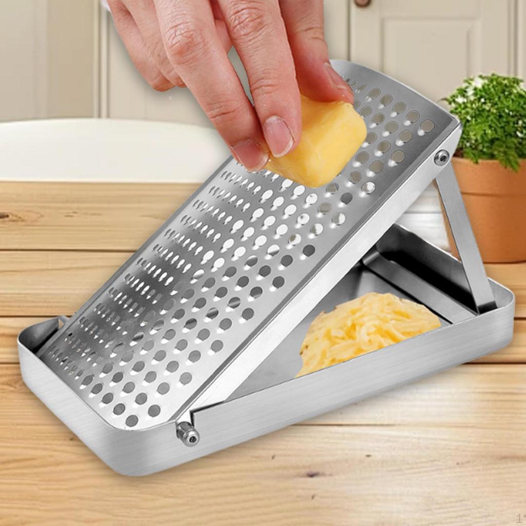 Stainless Steel Cheese Grater with Container Space Saving Manual Kitchen Utensils 17x9x2cm Compact