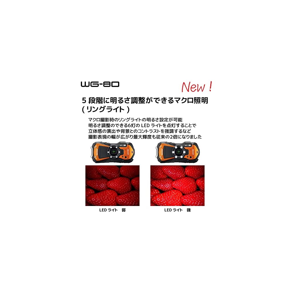 RICOH WG-80 BLACK: Ricoh's professional waterproof digital camera. 14m waterproof (2 hours continuous use), 1.6m shockproof, dustproof, -10℃ cold resi
