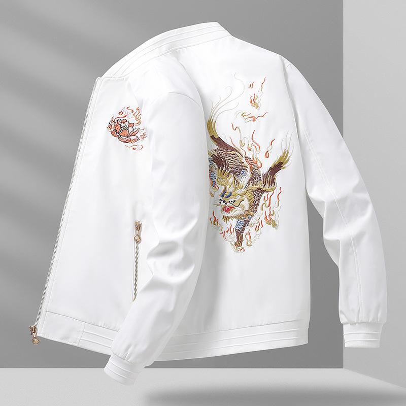 Herren Frühling und Herbst Pilotenjacke Bestickte Baseballjacke Mantel Große Größe Freizeitjacke