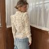 VAYLA Lace Printed Shirts Tops Female Hollow Out Fashion Commute Vintage See-Through Blouse Women's Lace Shrug Shirts New