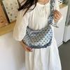 Bolso de Tela Fashi Sweet de Lunares para Mujer Gran Capacidad Media Luna Bolsos de Hombro Juveniles Elegantes Bolsos de Mano Casuales Fruncidos