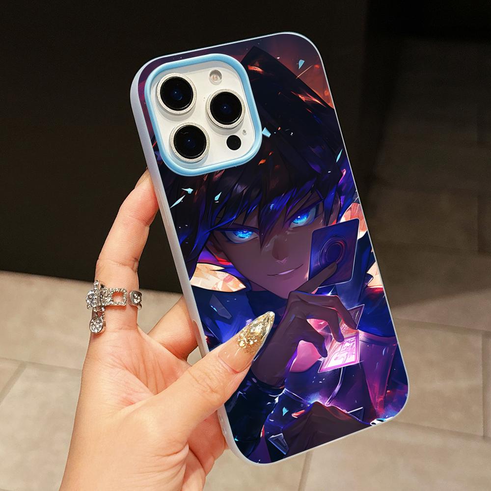 Yugioh Seto Kaiba Phone Case for iPhone 17 16 15 14 13 12 11 Air Pro Max Plus Jelly Double layer Light Blue Cover