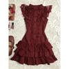 Lace Splicing Bow Sleeveless Dress Women's Summer New Waist Thin Cake Short Skirt