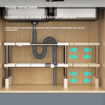 Organizér drezu Rozšíriteľná kovová polička pre veľké zaťaženie Silná nosná jedno/dvojvrstvová výsuvná kúpeľňová odkladacia polica