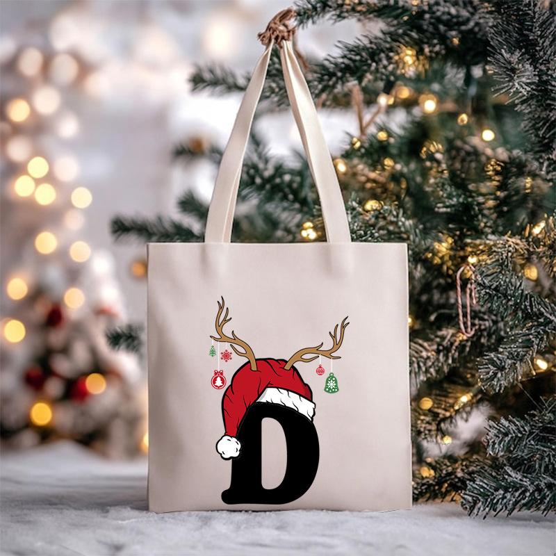 Christmas Letter Print Messenger Bag Student Casual Canvas Bag New
