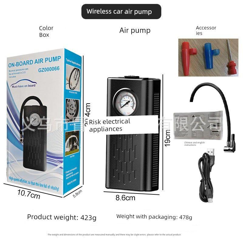New Car-Mounted Air Pump, Wireless, Large-Capacity, Portable, Smart Pointer Display, Handheld Universal Tire Inflator