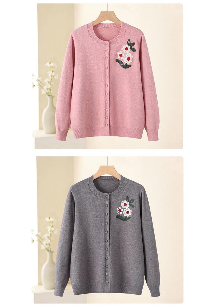Stylish Spring 2026 Knit Sweater for Middle-Aged and Elderly Women