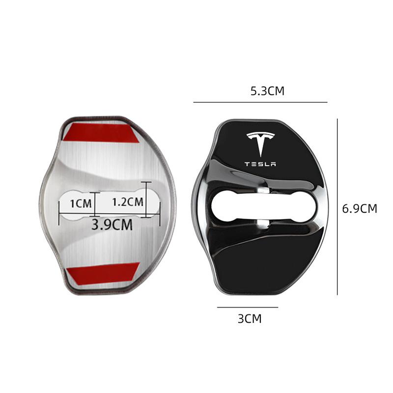 ALX1 4Pcs Stainless Steel Car Door Lock Buckle Cover Accessories For Tesla Model-3 Model-S Model-X Model-Y Cybertruck Roadster SpaceX