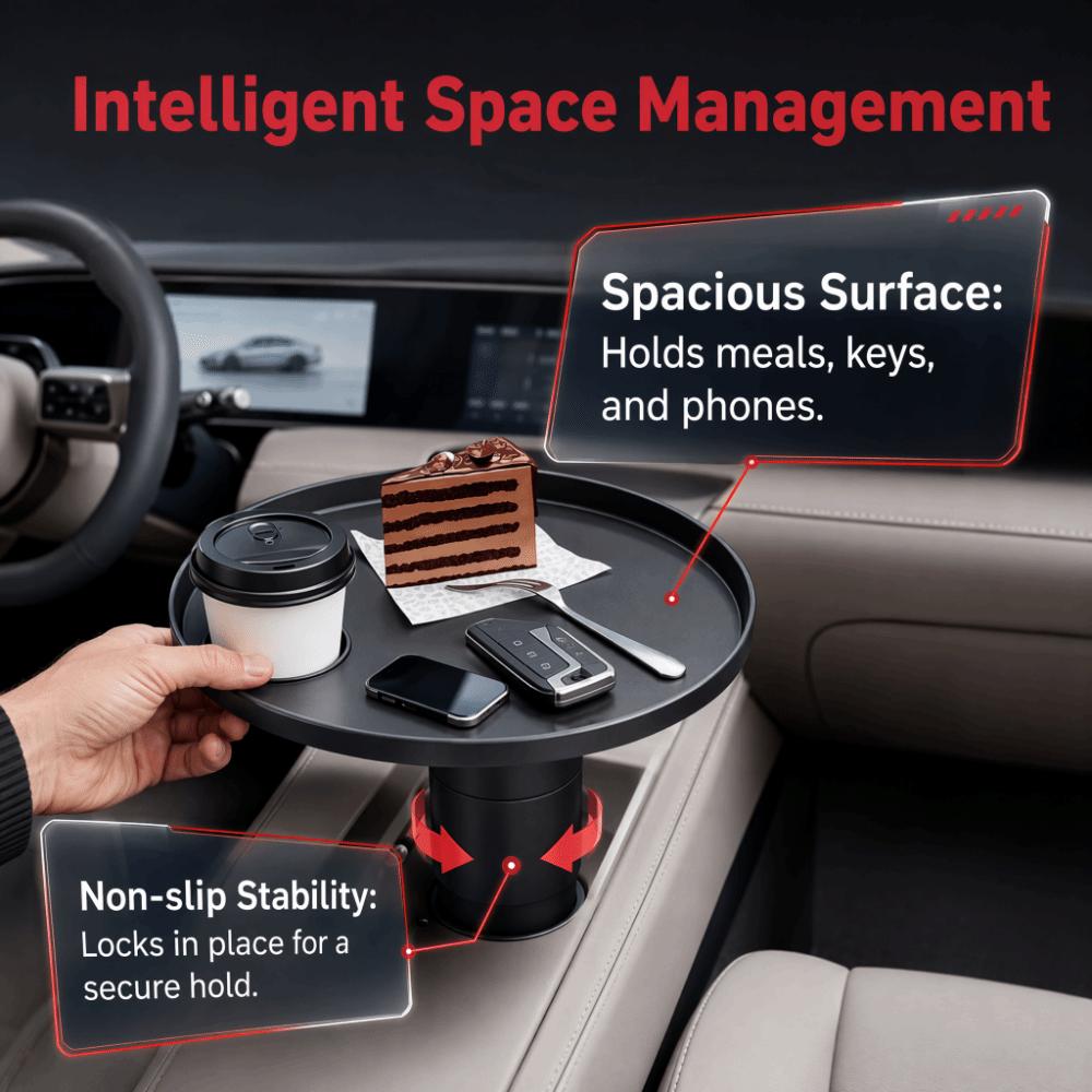 Multifunctional Car Dining Table Vehicle Cup Holder Side Table  Travel Food Tray for Car