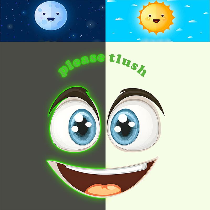 1 Pc Glow-in-the-Dark Funny Face Toilet Stickers Waterproof Removable Self-Adhesive PVC Decals Bathroom Decor Wall Stickers