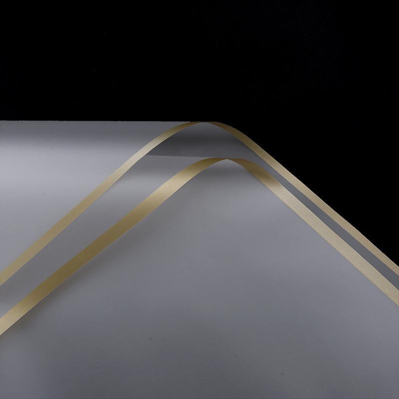 20Pcs Flower Wrapping Paper Golden Border Rose Korean Style Half Transparent Gifts Packing Paper Diy Bouquet Wrapping Material