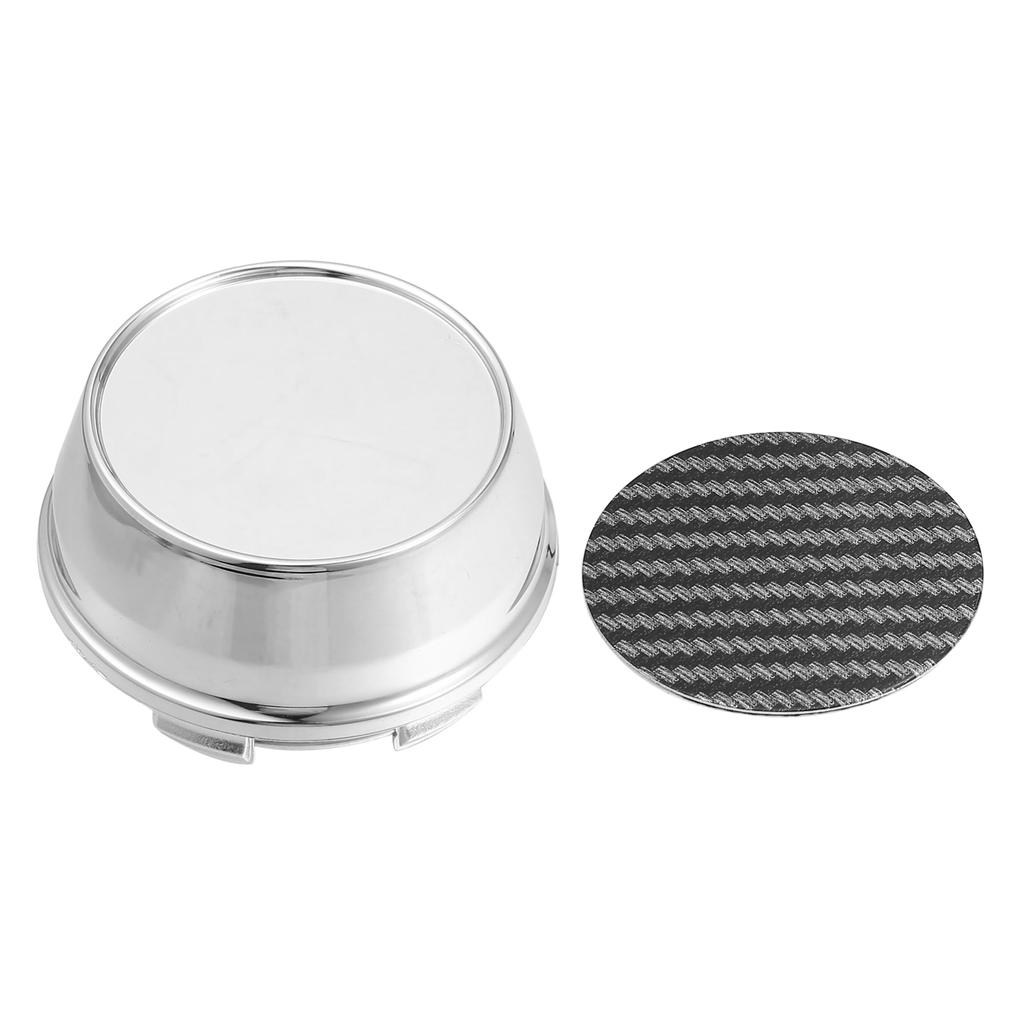 ACROPIX 4 Stück 66mm Außendurchmesser 66mm Auto Rad Reifen Mittelnabenkappe Abdeckung mit Karbonfaser Muster Aufkleber Silberfarben