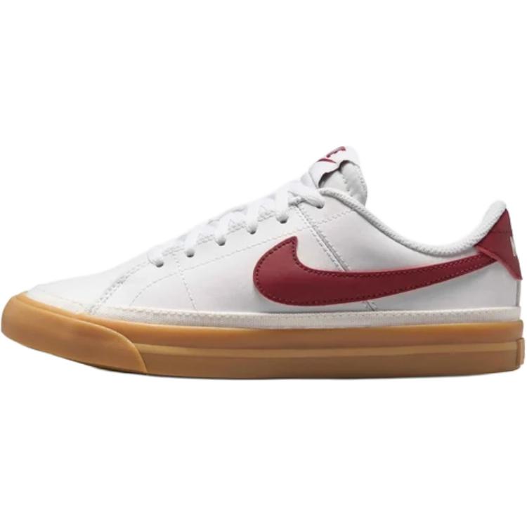 New Nike Court Legacy Anti Slip Wear Resistant Low Top Kids' Skateboarding Shoes White/Rubber Yellow/Team Red DA5380-132