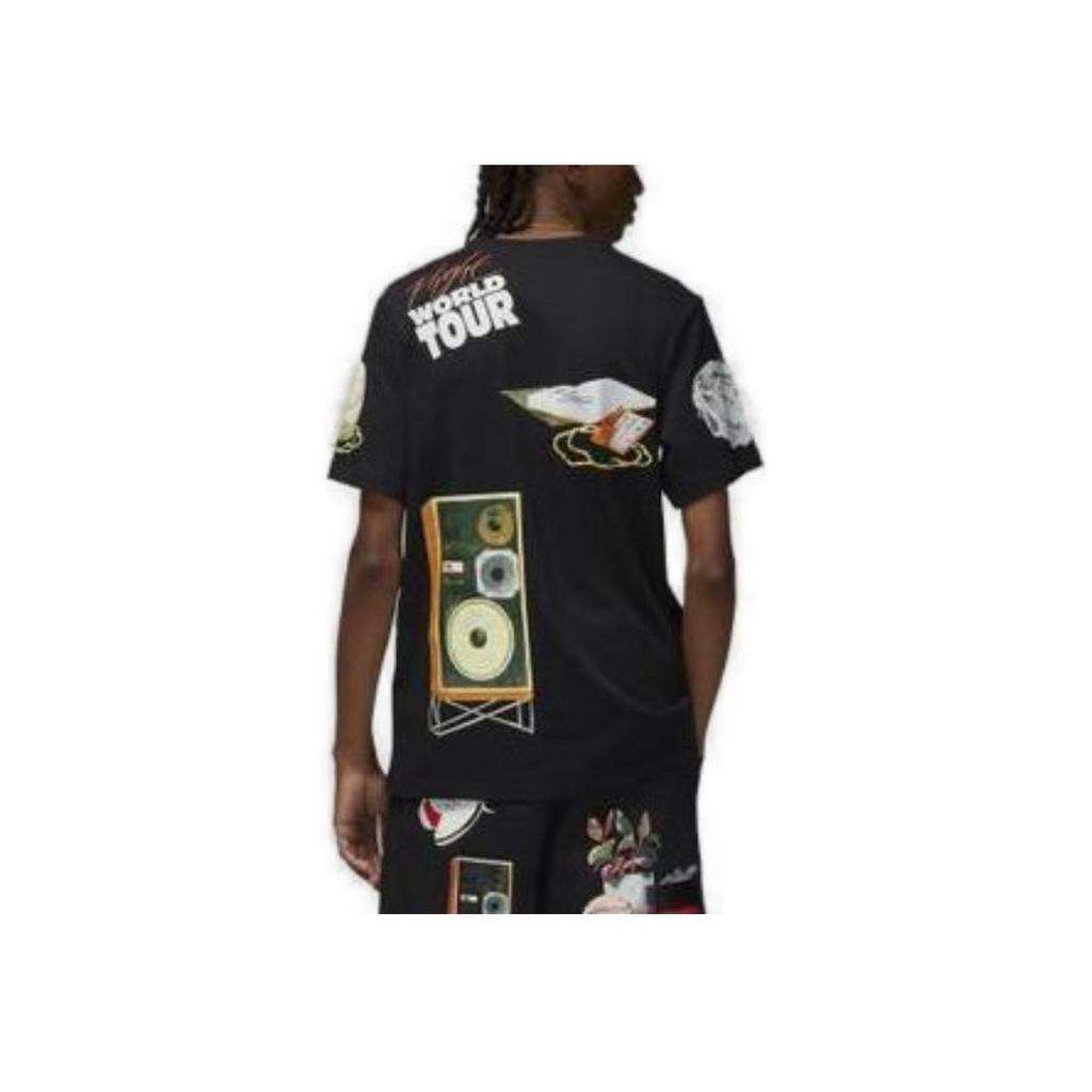 Jordan Basketball Sneaker Print Crew Neck T-Shirt Men Tops Black DQ7379-010