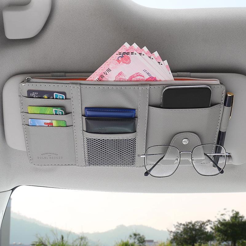 Multi-Function Car Visor Organizer: Glasses, Card, and ID Clip Holder