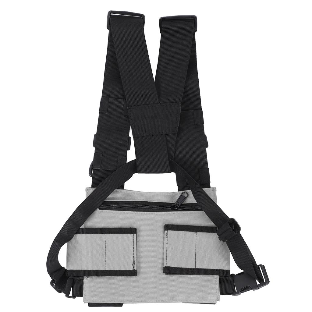 Zaino da petto regolabile multi tasca imbracatura funzionale gilet frontale rig borsa per esterni Grigio