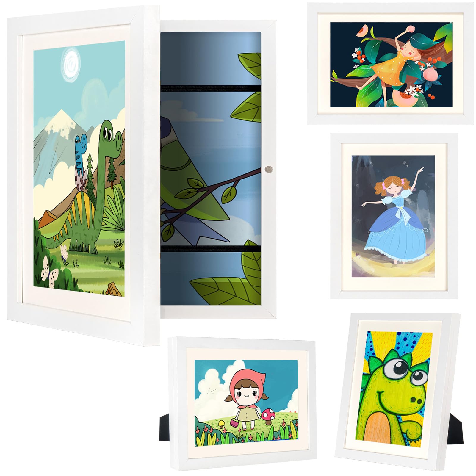 

AIOR Деревянная бумага для фотоискусства Детская выставка и хранение работ Фотографии в банке Фотостена Горизонтальная и подарочная рамка, А4, Рамка, Рамка, Детская [Вверх белый