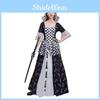 Elegant Black And White Alice In Wonderland Chess Queen Costume Perfect For Halloween
