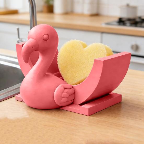 Drain Rack 3D Bird Shape Hanging Sponge Holder with Open Drainage System Upright Dry Kitchen Sponge Organizer