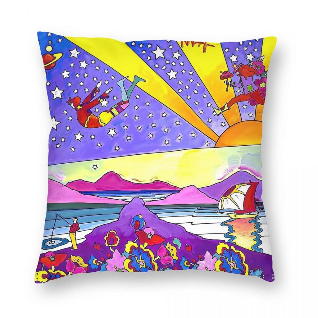 Peter Max Angel With Heart Square Pillowcase Polyester Linen Velvet Printed Zip Decorative Throw Pillow Case Home Cushion Cover