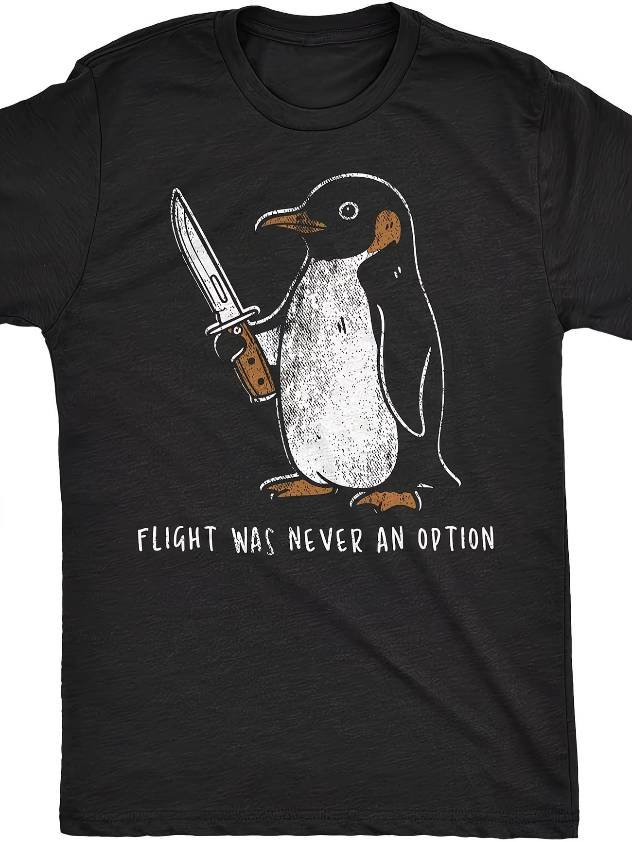

Flight Was Never An Option Penguin Streetwear Print Men s T Shirt Cotton Tee Women Summer Oversized Loose Funny Novelty Harajuku 5XL різнокольоровий