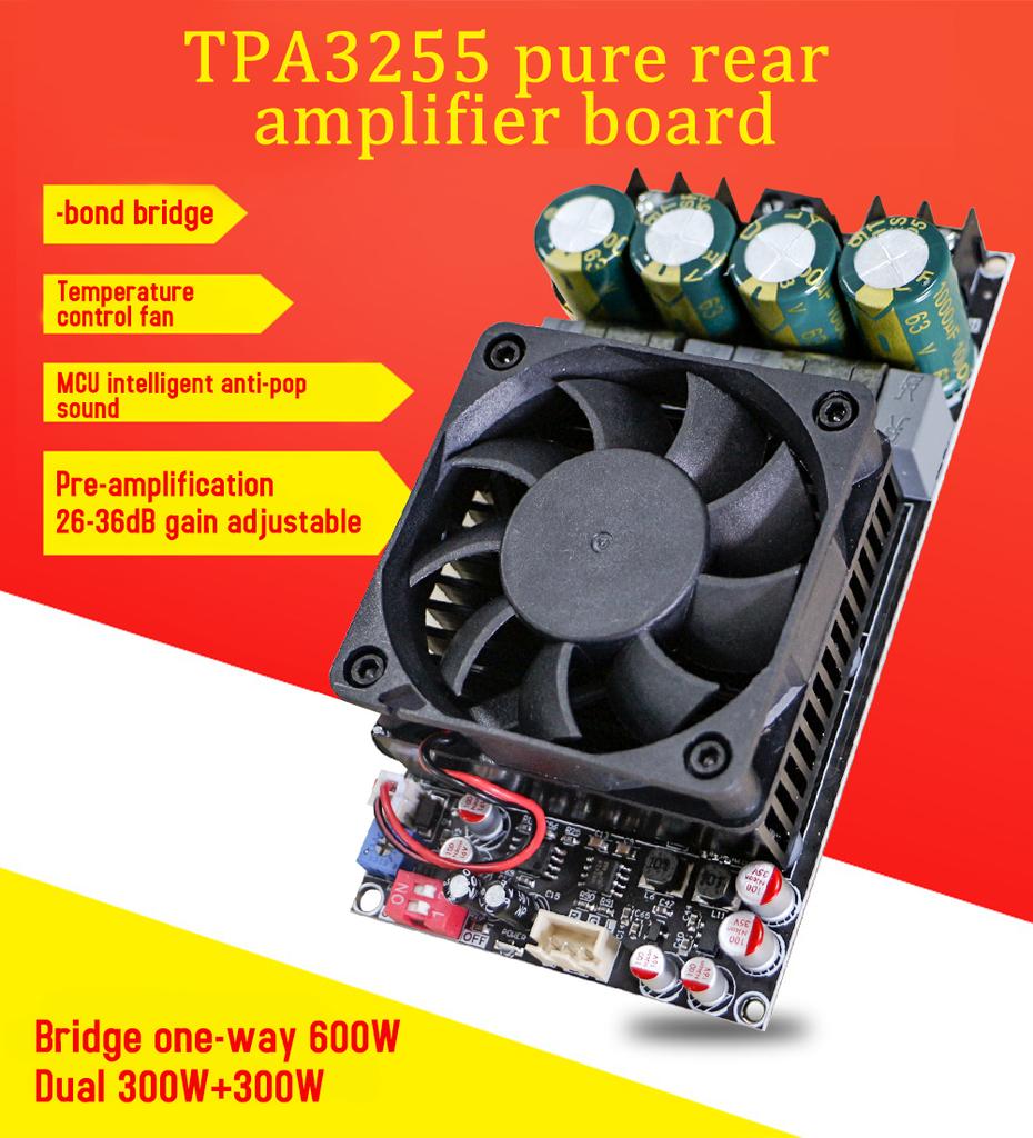 ZK-3002 Pure Rear Level Digital Amplifier Board Stereo 300Wx2 TPA3255 Bridged Mono 600W AMP Audio Music Power Amplifier Board