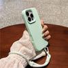 For iPhone 16 Pro Case Soft Microfiber Lining Liquid Silicone+PC Phone Cover with Wrist Strap