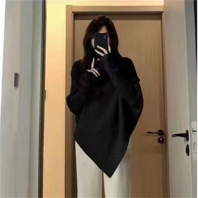 Irregular turtleneck sweater women's autumn and winter new gentle lazy wind thickened knitted top