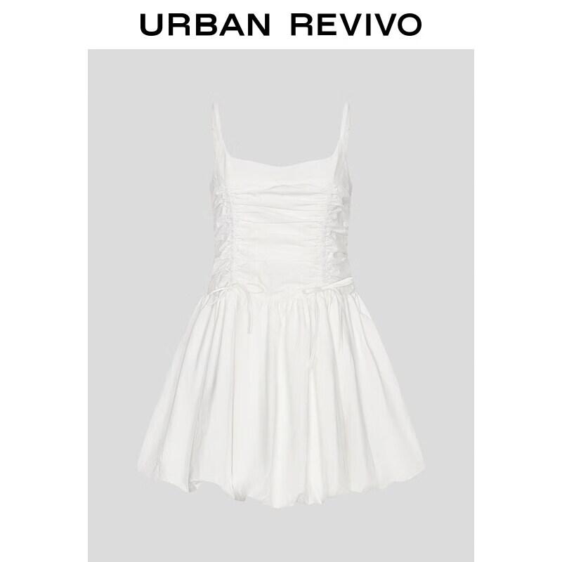 UR2026 Women s Sweet Ruched Tiered Spaghetti Strap Dress M