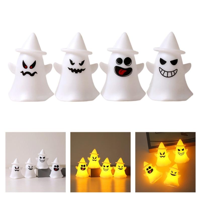 4Pcs Luminated Ghostly Figurine Desk Light Halloween Night Lamp Decoration For Table Mantels Kitchen Countertops Shelf