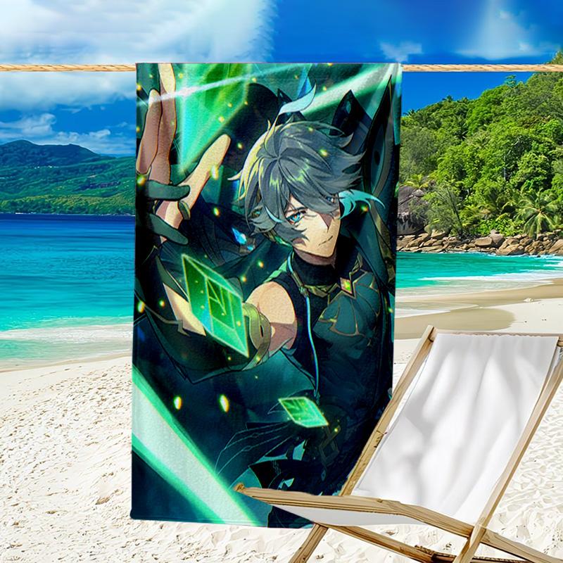 1pc Genshin Impact Alhaitham1 Beach Towel, Beach and Seaside Swimming Pool Equipment, Fashion Pattern, Rectangular, Travel Essentials