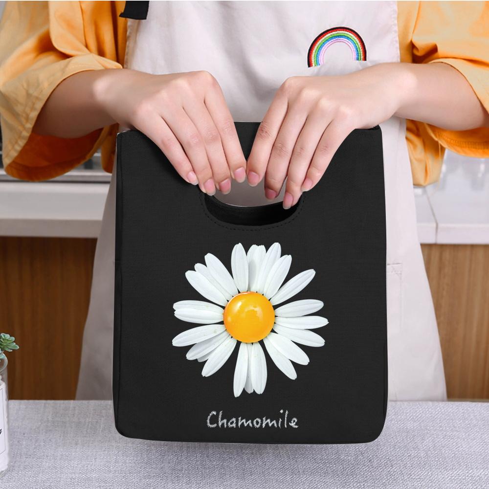 Lunch Bag Breakfast Box Bags Women Portable Hand Pack Picnic Travel Products Daisy Printed School Food Storage Bags Bento Pouch