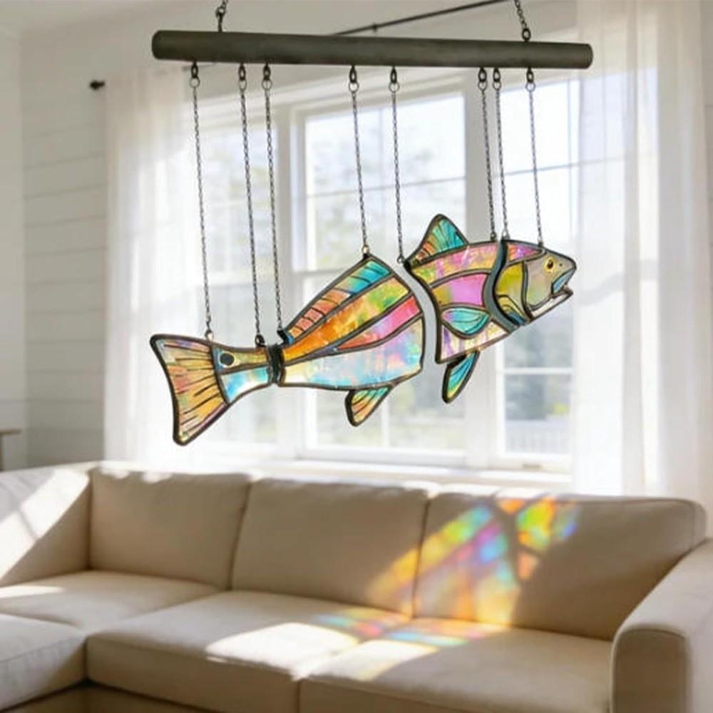 Clear Vivid Acrylic Fish Wind Chime Hand-Painted Fish Hanging Ornament Car Decorations