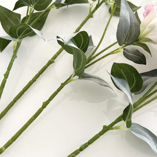 3 Heads Artificial Flower Bouquet Faux Silk Eustoma Lisianthus Flower with Long Stem Fake Floral Arrangement for DIY Wedding Bouquet