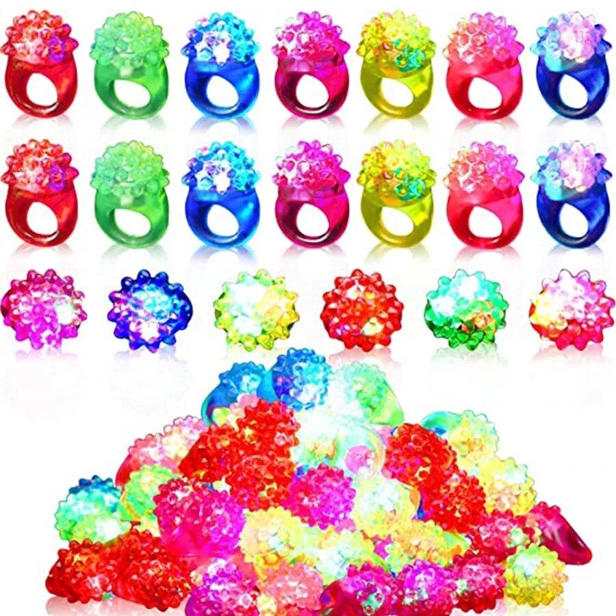 10/20/30/40/50/60pcs Glowing Rings LED Light Up Luminous Rings Party Favor Toys Flash Led Lights Glow In The Dark Party Supplies