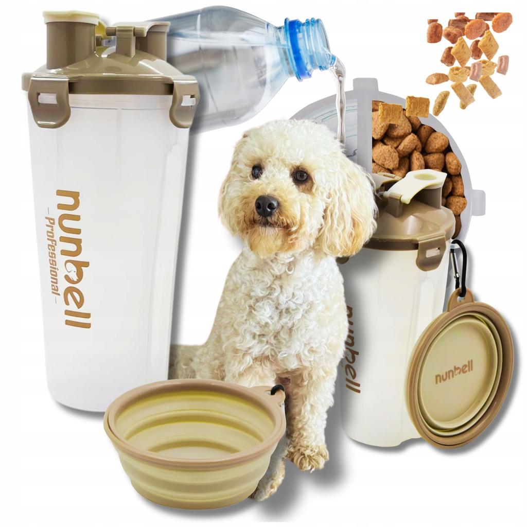 3-in-1 Travel Bottle for Dogs, Water and Food Container, Foldable Bowl