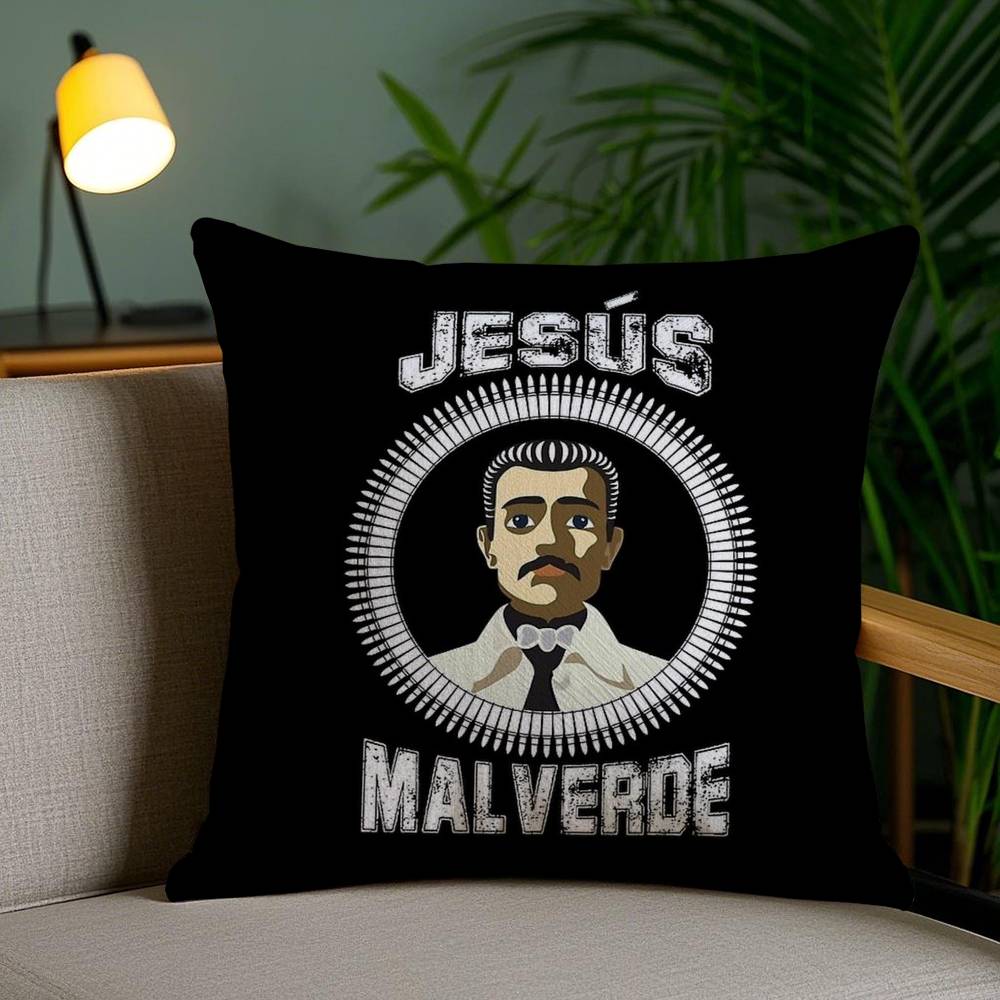 

J-Jesus Malverde Pillow Case Office Sofa Dorm Chair Back Short Plush Double-sided Printing Home Cushion Cover 30cmx30cm