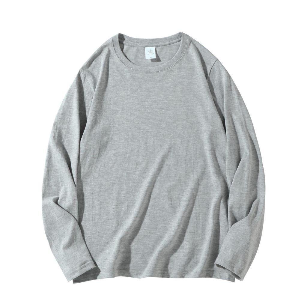 220g Heavyweight Pure Cotton Unisex Long Sleeve T-shirt - Loose Fit Solid Color Casual Sweatshirt