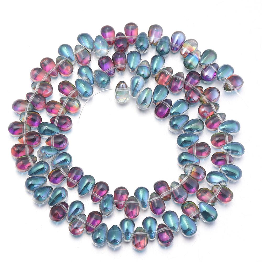 1 Strand 6x9mm Teardrop Glass Beads Colorful Electroplate Loose Spacer Beads For Jewelry Making DIY Bracelets Necklace Supplies