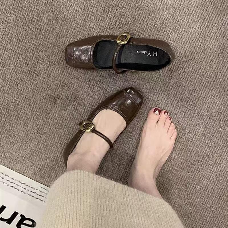 Premium retro Mary Jane shoes, light mouth shoes, autumn flat-soled women's shoes with skirts, small leather shoes, soft-soled single shoes