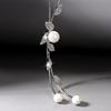 Fashionable Korean Style Leaf Imitation Pearl Tassel Long Sweater Chain Pendant for Women Daily Gift