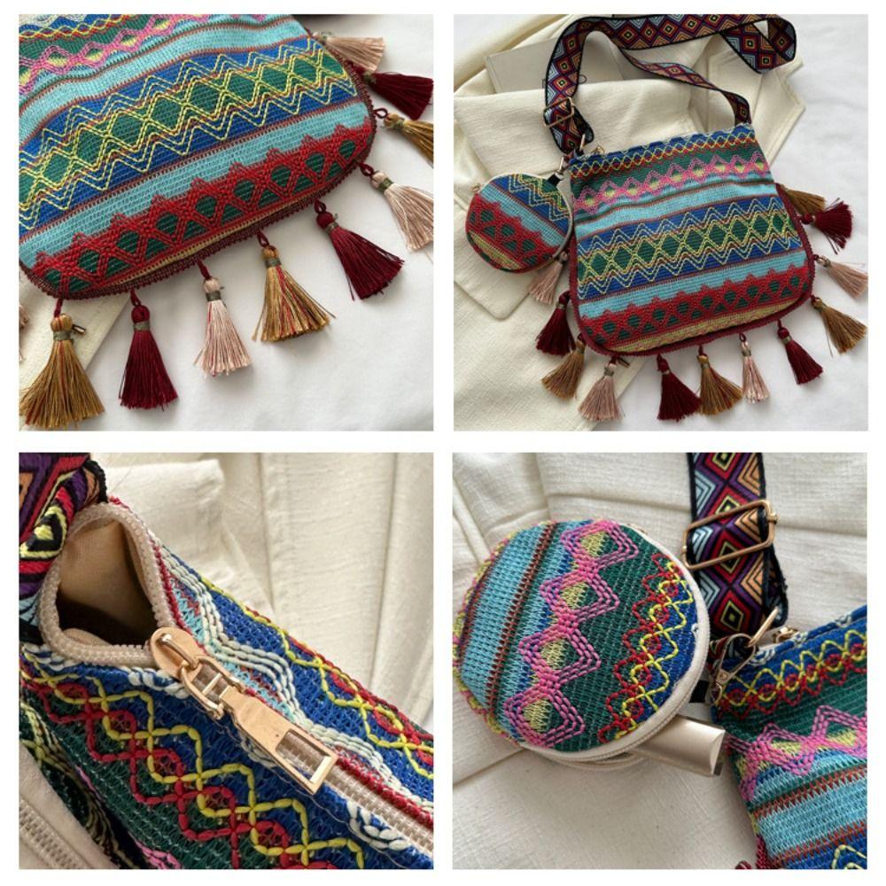Tassel Fringe Shoulder Bag Large Capacity Bohemian Shoulder Bag Handbag with Coin Purse  Travel