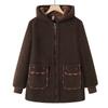 Women's Winter Fleece-Lined Loose-Fit Coat: Thick, Warm, Hooded Coat for Middle-Aged and Elderly Women