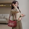 Middle-aged Women's Bag Soft Leather Shoulder Bag Large Capacity Multi-layer Crossbody Bag