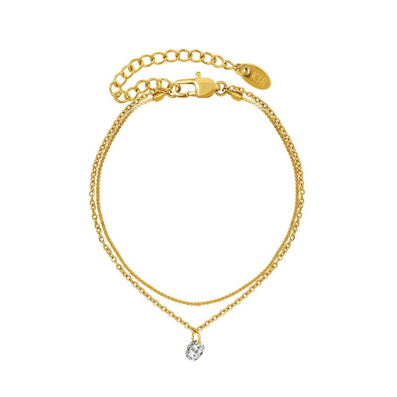 French Brand Personalized Double-Layer Titanium Steel 18K Gold Anklet - Women's Foot Jewelry with Unique Chain Design