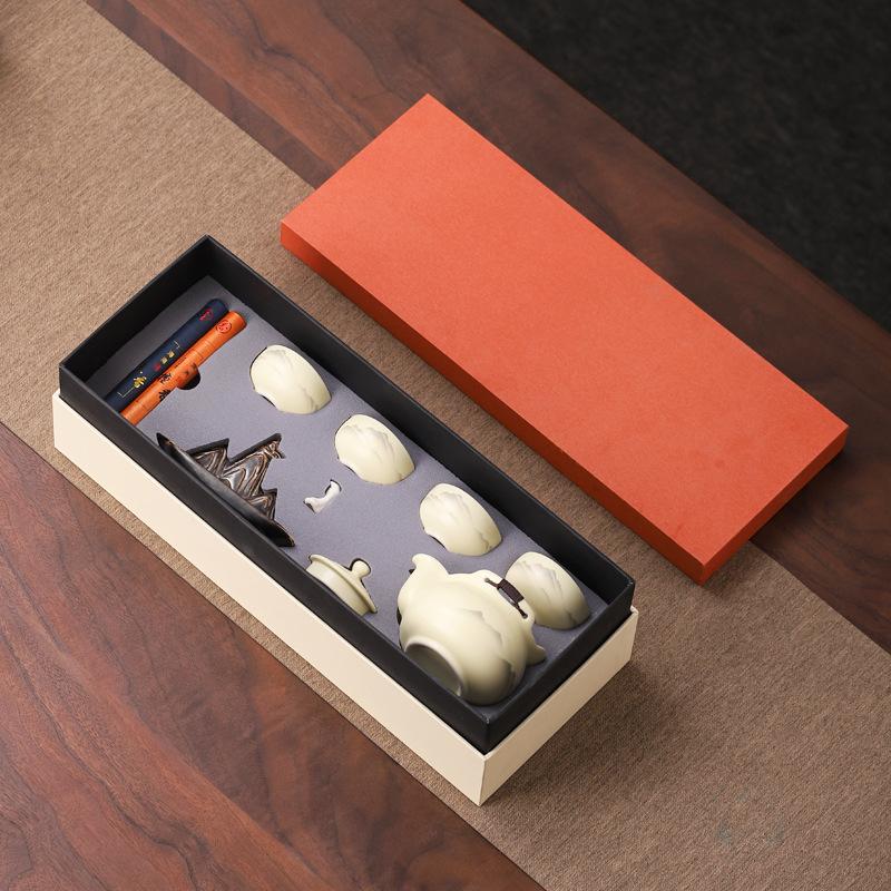 Ceramic Cream Yellow Tea Set Gift Box Set High Value Gift Business Company Mid-Autumn Festival Gift