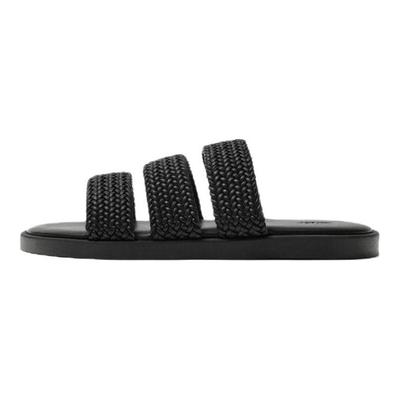 Fashionable Open-Toe Woven Strap Anti-Rub Slide Sandals Men Sandals Black 2700620800
