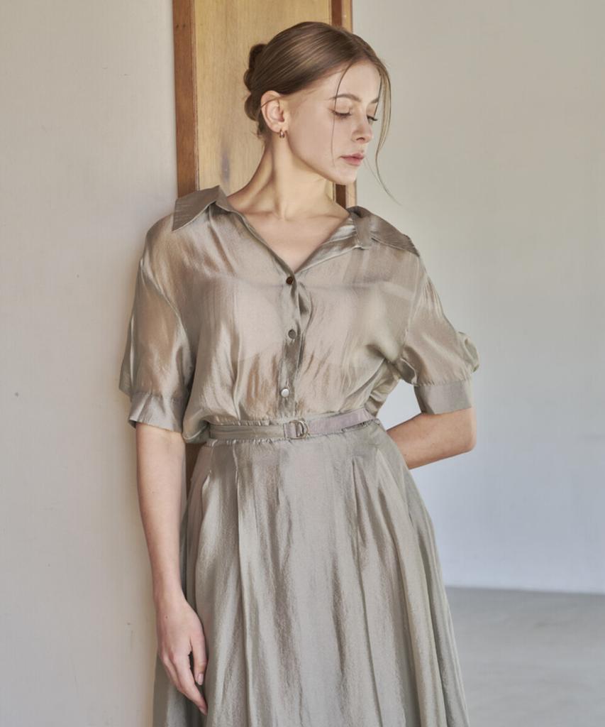 Eima Satin Open Collar Dress_3Color